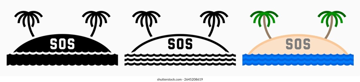 Desert Island Icons: vector illustration of desert island icons with white background