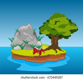 Desert island in ocean