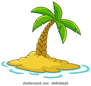 Desert island with palm tree