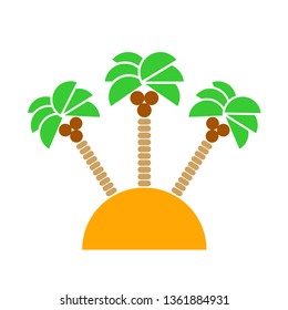 Desert Island with palm trees isolated. Vector