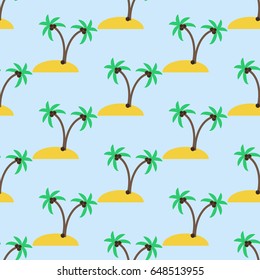 Desert island pattern on the blue background. Vector illustration