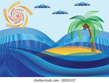 Desert island in the sea