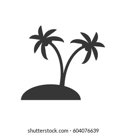 Desert island silhouette on the white background. Vector illustration