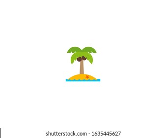 Desert Island Vector Flat Icon. Isolated Tropical Island Beach And Palm Tree Emoji Illustration 