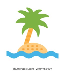 Desert Island Vector Flat Icon For Personal And Commercial Use.
