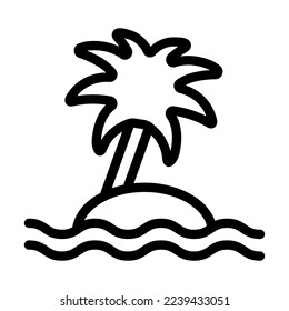 Desert Island Vector Line Icon Design