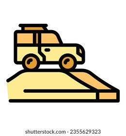 Desert jeep icon outline vector. Arab bedouin. Arabian landscape color flat