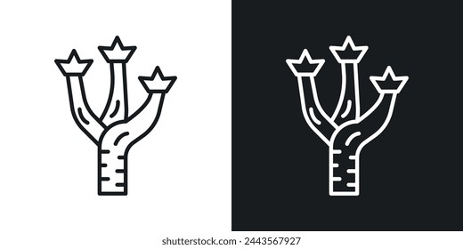 Desert Joshua Tree and Plant Icons. Unique Beach Flora and Natural Landscape Symbols.