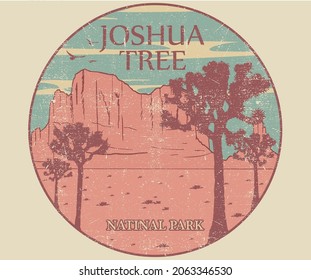 Desert joshua tree retro graphic artwork for t shirt and others. Mountain  vintage hand sketch print design. 