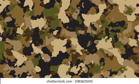 Desert ?amouflage khaki pattern background seamless vector illustration. Military beige camo texture, clothing while hunting illustration. Army design style for t-shirt.