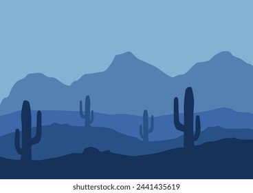 Desert landscape in America vector. Vector illustration in flat style.	