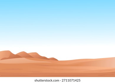 Desert landscape background. Desert area with sand and mountains vector illustration