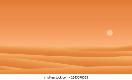 Desert landscape background illustration vector, silhouette