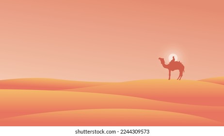 Desert landscape background illustration vector, silhouette