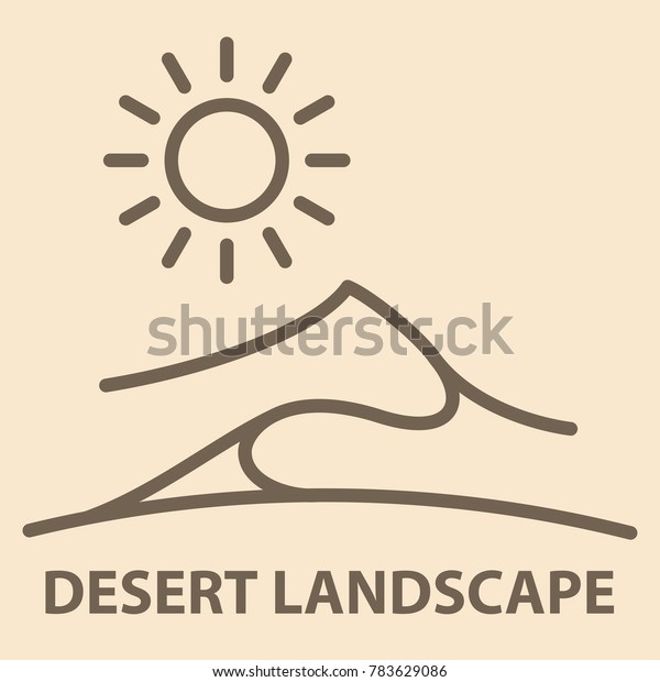 Desert Landscape Banner Linear Style Desert Stock Vector Royalty