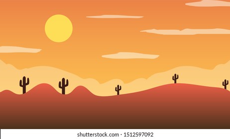 Desert landscape With cactus background  vector