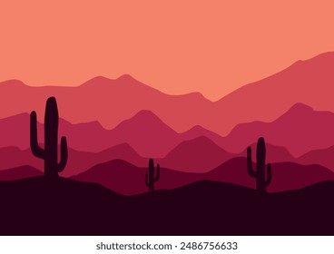 desert landscape with cactus illustration