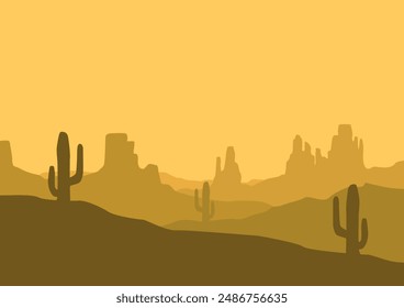 desert landscape with cactus illustration