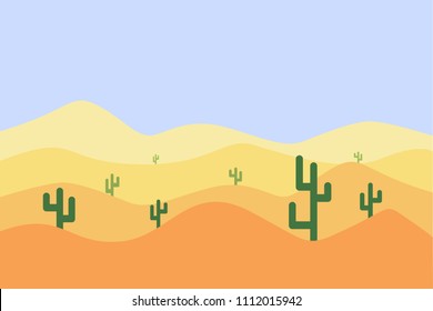 Desert landscape with cactus illustration background vector.
