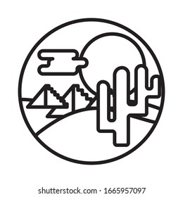 desert landscape with cactus line style icon vector illustration design