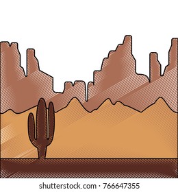 desert landscape with cactus and mountains