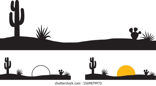 Desert landscape with cactus and plants