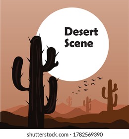 Paisaje del desierto con cactus y espacio para texto