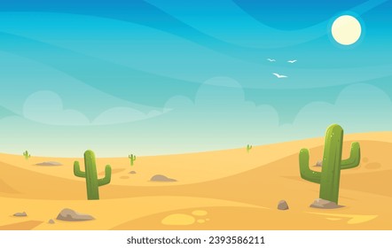 Desert landscape with cactuses illustration background