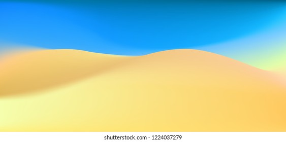 Desert landscape with clear sky and dunes. Vector illustration