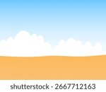 Desert landscape with clouds. Summer background with sand dunes. Vector illustration.