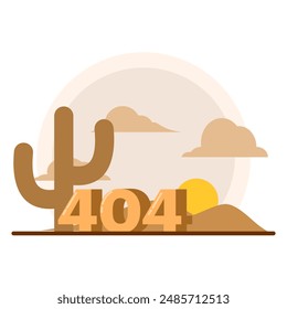 Concepto de paisaje del desierto, página de error 404. sitio problemático, departamento de tecnología corrige errores en la página de Web roto. escena de error de 404 páginas. Elementos gráficos para landing page, ui, infografías, iconos.