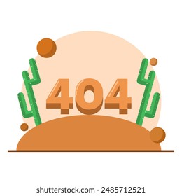 Desert landscape concept, 404 error page. problematic site, technology department fixes errors on broken web page. 404 page error scene. graphic elements for landing page, ui, infographics, icons.