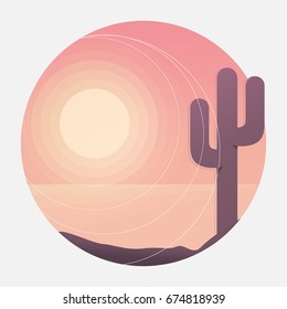 Desert landscape at daytime in circle
