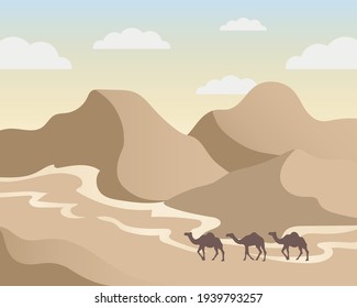 Desert landscape design and camels
