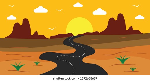 Desert landscape with dunes and cacti background