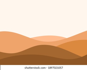 Desert landscape with dunes in a minimalist style. Flat design. Boho decor for prints, posters and interior design. Mid Century modern decor. Vector illustration