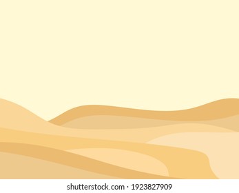 Desert landscape with dunes in a minimalist style. Flat design. Boho decor for prints, posters and interior design. Mid Century modern decor. Vector illustration