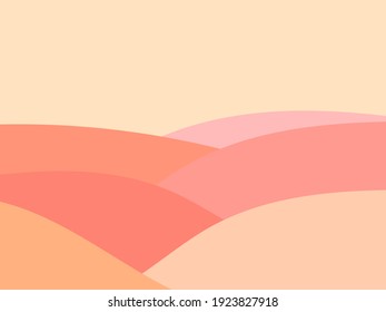 Desert landscape with dunes in a minimalist style. Flat design. Boho decor for prints, posters and interior design. Mid Century modern decor. Vector illustration