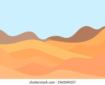 Desert landscape with dunes in a minimalist style. Flat design. Boho decor for prints, posters and interior design. Mid Century modern decor. Vector illustration