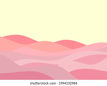 Desert landscape with dunes in a minimalist style. Flat design. Boho decor for prints, posters and interior design. Mid Century modern decor. Vector illustration