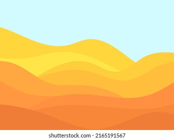 Desert landscape with dunes in a minimalist style. Flat design. Boho decor for prints, posters and interior design. Mid Century modern decor. Vector illustration