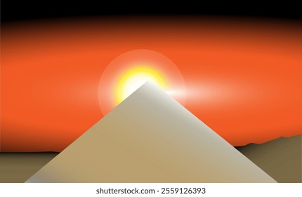Desert landscape with Egypt pyramid 