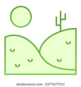 Desert landscape flat icon. Landscape with cactus green icons in trendy flat style. Hills ans sun gradient style design, designed for web and app. Eps 10