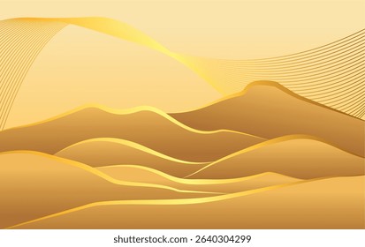 Desert landscape flat vector background. Mountain Desert Art Vector