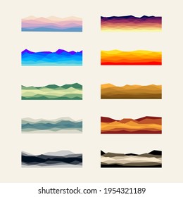 Desert landscape, hills and mountains rough waves silhouettes. Nature layered horizontal vector background. Created using AI CS6.