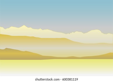 Desert landscape hills vector illustration.
