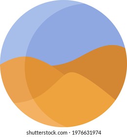 Paisaje desierto, ilustración de icono, vector sobre fondo blanco