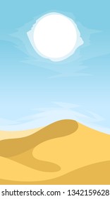 Desert landscape illustration with dune. Vector nature vertical background