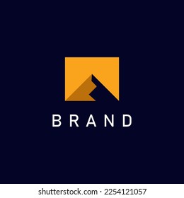 Diseño del logotipo del paisaje del desierto. Logotipo de montaña con color naranja
