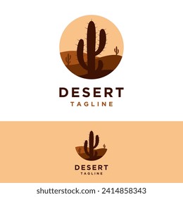 desert Landscape logo element Mountain Peaks, Simple cactus mountain desert sunset logo design